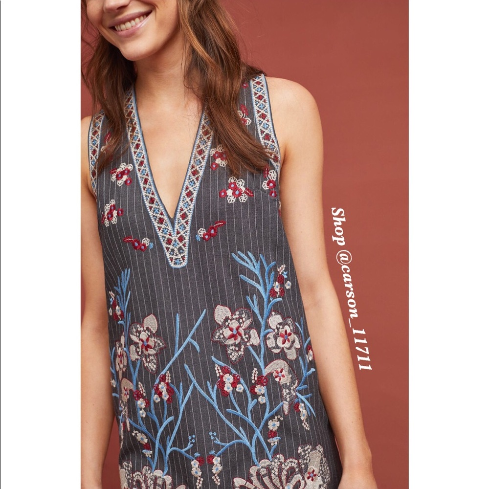 🦄NWT Anthropologie Pinstriped Shift Dress XS, S - Picture 2 of 13